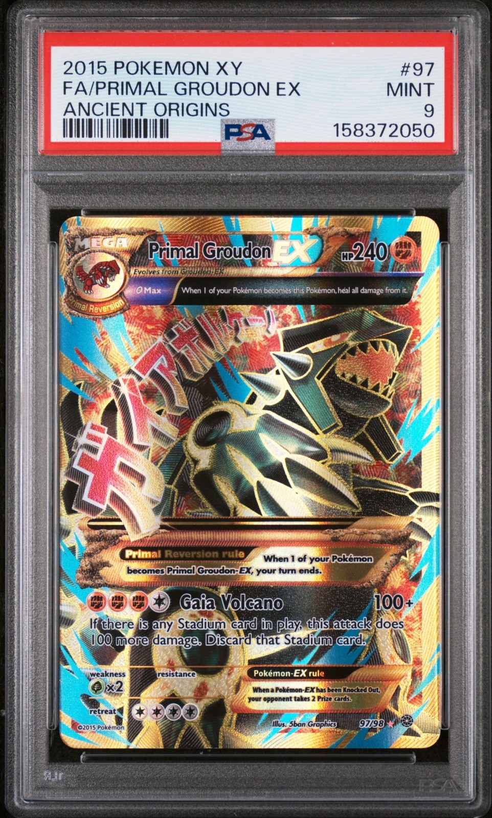 Primal Groudon EX 97/98 Shiny Full Art Pokemon XY Ancient Origins MINT PSA 9