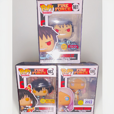 Funko Pop! Fire Force Lot of 3 Hot Topic Exclusive Glow in Dark #981 #983
