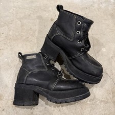 Vintage Y2K Sketchers Platform Heels Chunky Womens 6 Black Distressed RARE