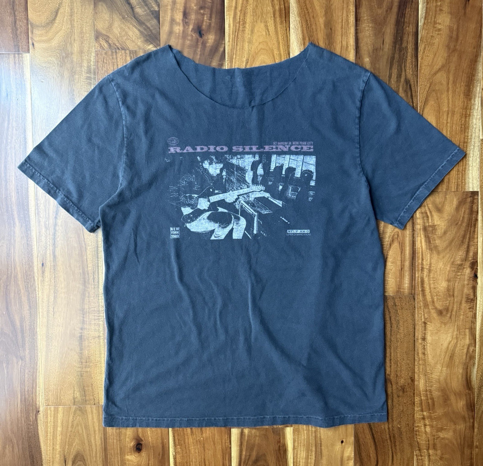 Vintage Radio Silence NY 1989 Cut Scoop Neck Grunge Tee M⁠