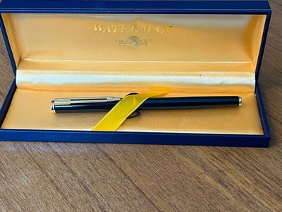 Waterman Executive Black Lacquer Metal Fountain Pen 18k Gold Nib boxed