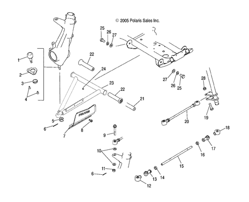 Polaris A-Frame Kit, Left, Genuine OEM Part 2202280, Qty 1