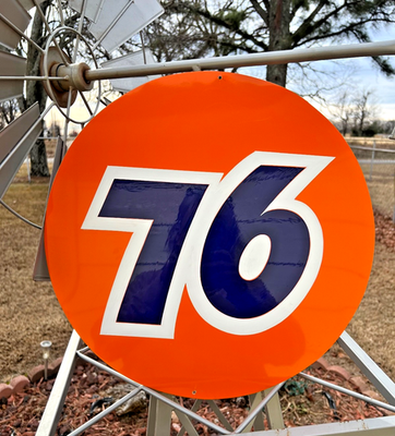 #ad #ad 16quot; Round HAND PAINTED SIGN Union 76 Ball Gas Oil Station Shop Garage Art $85.00