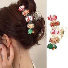 Christmas Hair Claw Clips Xmas Tree Snowman Santa Strong Grip for Women