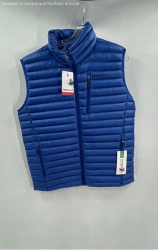 NWT Marmot Blue Featherless Pockets Full-Zip Puffer Vest Size Large
