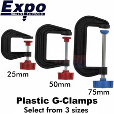 PLASTIC G-CLAMPS 3 sizes 25/50/75mm precise soft grip Expo Tools 71070