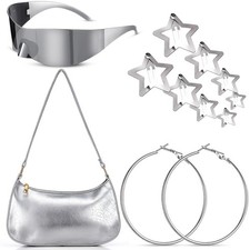 Moucuny 12 Pcs Y2k Accessories Set for Women Y2k Mini Patent Leather Shoulder...