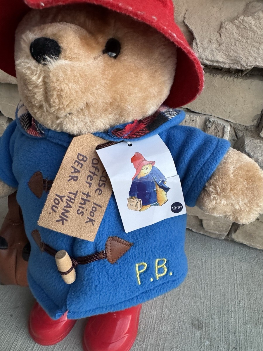 Paddington Bear Plush Red Boots Hat Blue Coat Suitcase Rainbow