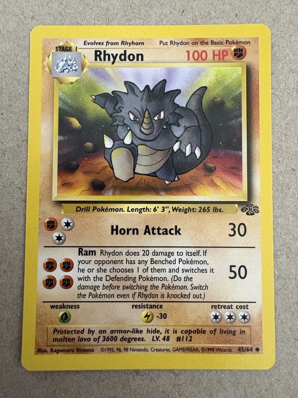 Pokemon - Jungle - Rhydon 45/64 - Uncommon NM