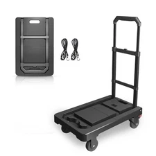 Folding Hand Truck Dolly Cart - 330lbs Capacity Luggage Trolley in Black