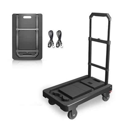 SPACEKEEPER Folding Hand Truck Dolly Cart - 330lbs Capacity Luggage Trolley in Black