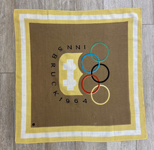 Vintage 1964 Winter Olympics Cotton Scarf Innsbruck Germany AS IS