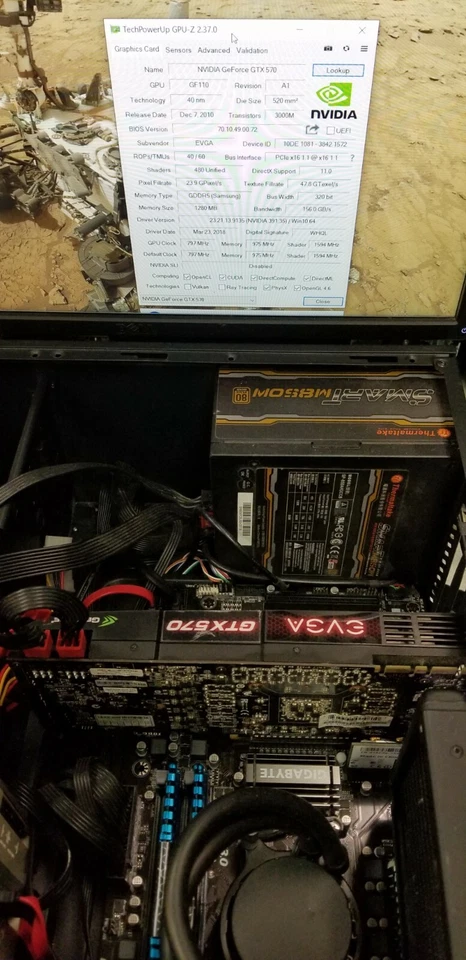 EVGA NVIDIA GEFORCE GTX 570TI GAMING PCI-E VIDEO CARD 1.2GB DDR5 Dual DVI #u41 - Image 3 of 4