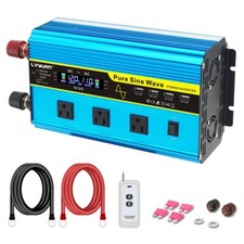 2000W 4000W Pure Sine Wave Power Inverter 12V to 120V With 4USB  Remote Control
