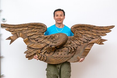 Monumental Gilt Carved Spread Eagle Wall Mounted Sculpture