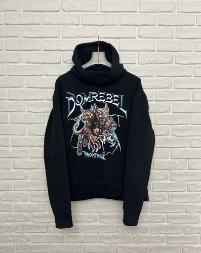 Men's Domrebel Montreal Hoodie Canine Graphic Print Pullover Black Size L