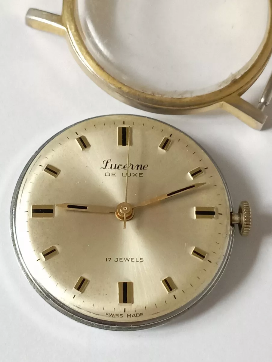 VINTAGE Rare swiss made LUCERNE DE LUXE 17 jewels cal Ronda 213A