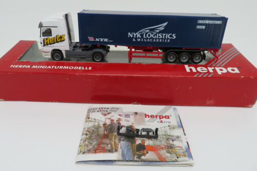 Herpa Ho 1/87 Truck MB Mercedes Actros LH Sz Hertz Container Nyk Logistics Box - Picture 1 of 8