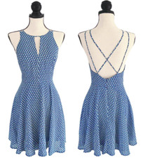 Forever 21 Sleeveless Boho Style Patterned Blue Dress Small