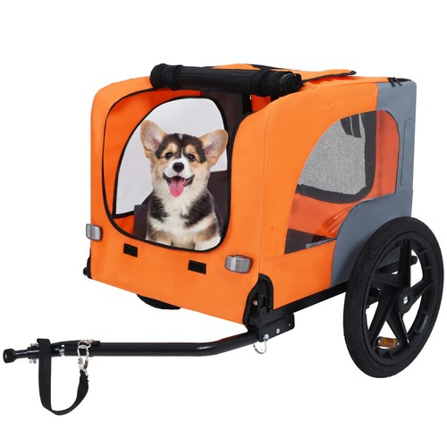 Pet Bike Trailer w 16'' All-Terrain Wheels Foldable Dog/Cargo Carrier Cart - Picture 2 of 22