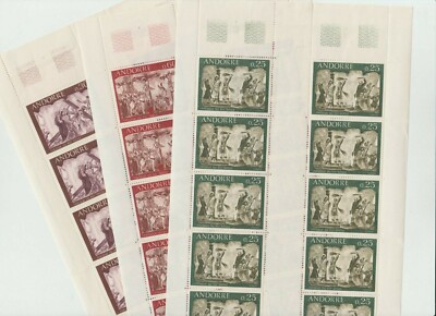 s40098 ANDORRA Fr. MNH ** 1968 Fresken 3v MS (gefaltet - gefaltet)
