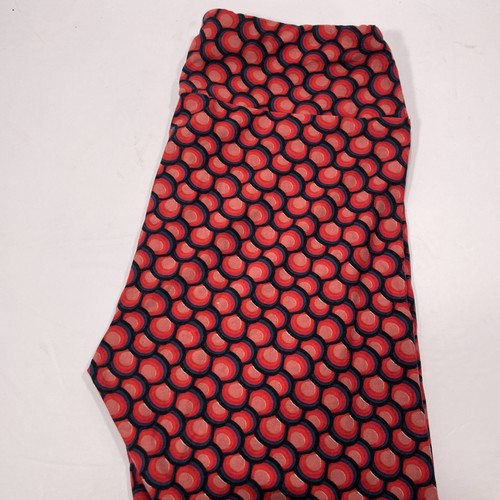 Lularoe Leggings Connecting Circle Design All Over Pattern Red w Black One Size - Picture 3 of 8