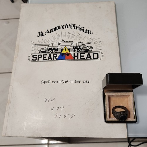 1956 GERMANY OCC US ARMY 3rd ARMORED DIV "SPEARHEAD" SILVER RING & H. Book 1957 - Picture 2 of 13