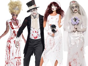 Mens Ladies Zombie Bride Ghostly Groom Halloween Fancy Dress Costume Outfit New Ebay