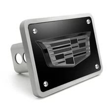 Cadillac 3D Crest Logo in Gunmetal Black Billet Aluminum Tow Hitch Cover