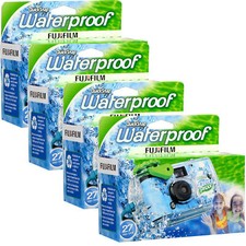 4 Packs Fujifilm QuickSnap 800 Waterproof One-Time Use 35mm Camera-27 Exposures