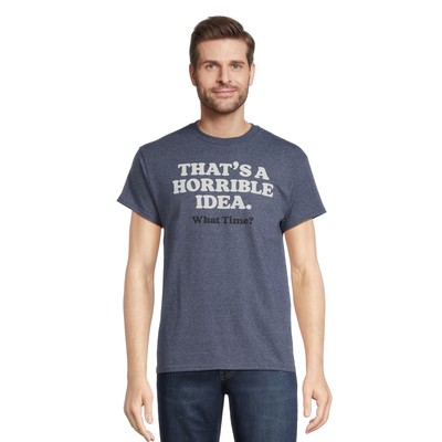 Humor Bad Idea Men s & Big Men s Plus Graphic Tee  Navy Blue Size 2XL (50-52)