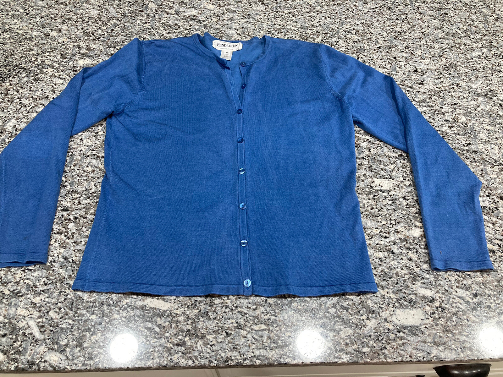 Pendleton Blue Medium Silk Blend Button Up Blouse… - image 1