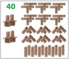 Drip Irrigation Fittings 17mm for 1/2" Tubing 40 Couplings Tees Elbows & Adapter