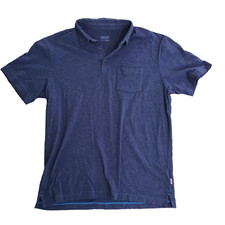 Patagonia Polo Shirt Men Large Navy Blue Organic Cotton Short Sleeve Pocket