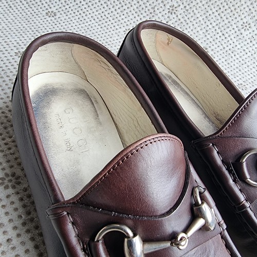 GUCCI Silver Horse Bit Leather Brown Moc Toe Boat Shoe Loafers UK 4.5 - Picture 8 of 22