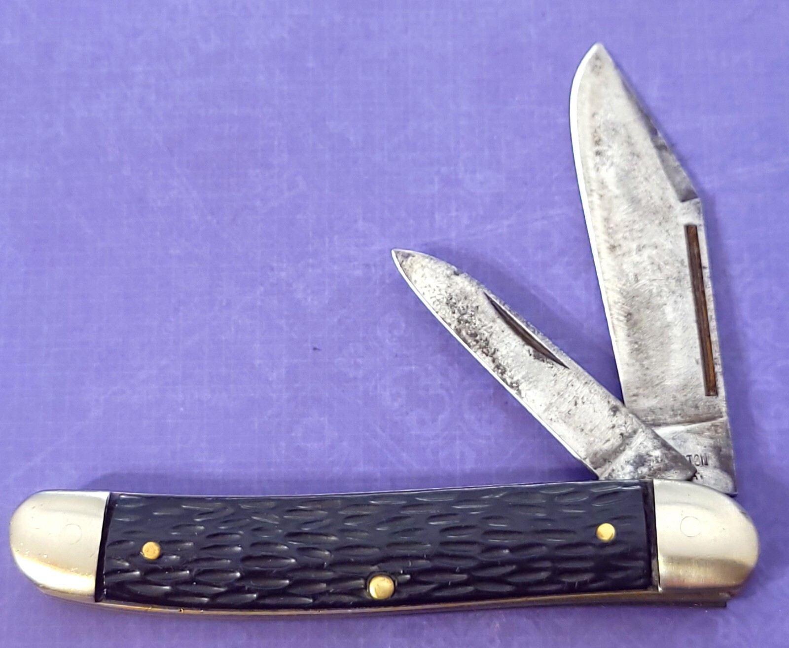 Kingston Knife Made in USA 2 Blade Jack Black Jigged Handles Vintage eBay