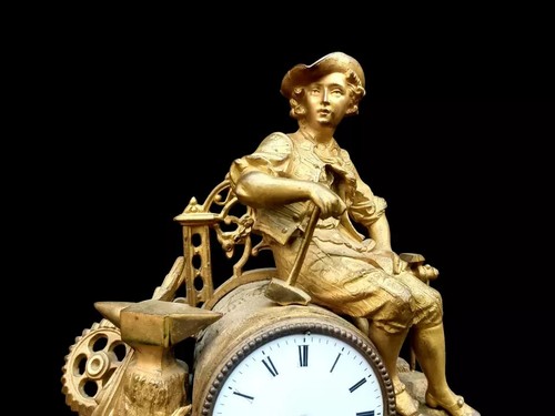 Antique Clock Bronze Signed Vincenti Bell Strike Napoleon III French Mantel - Picture 4 of 13