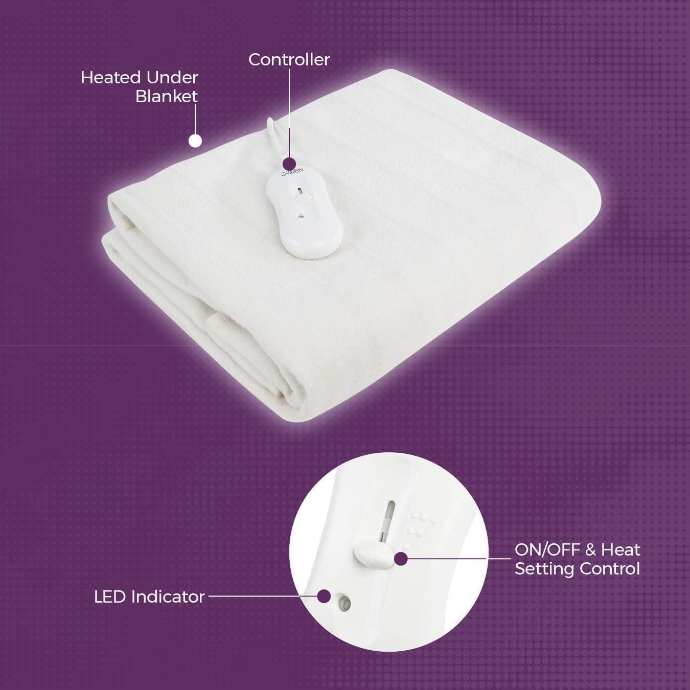 Carmen C81155 King Size Electric Heated Under Blanket White for sale