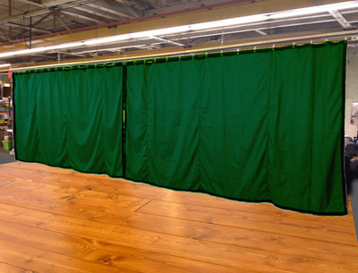 Lot of (2) Hunter Green Curtain/Stage Backdrop, Non-FR, 10 H x 20 W