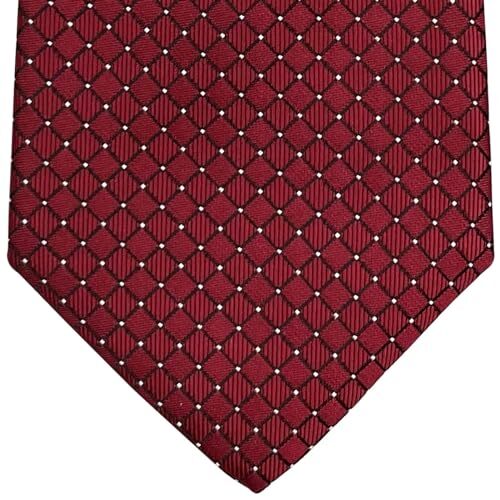 Check Textured Woven Microfiber Men's Tie Burgundy - Picture 4 of 7