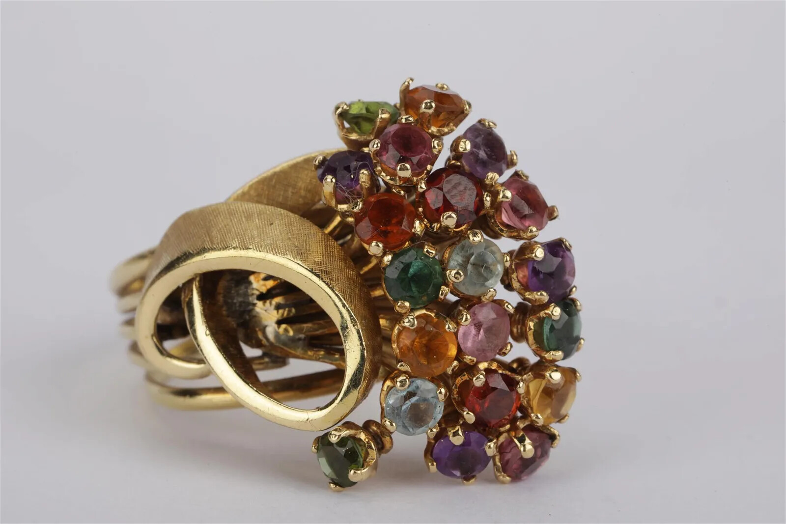 18k Solid Gold Ring With Multi Gemstones   Size 6… - image 2