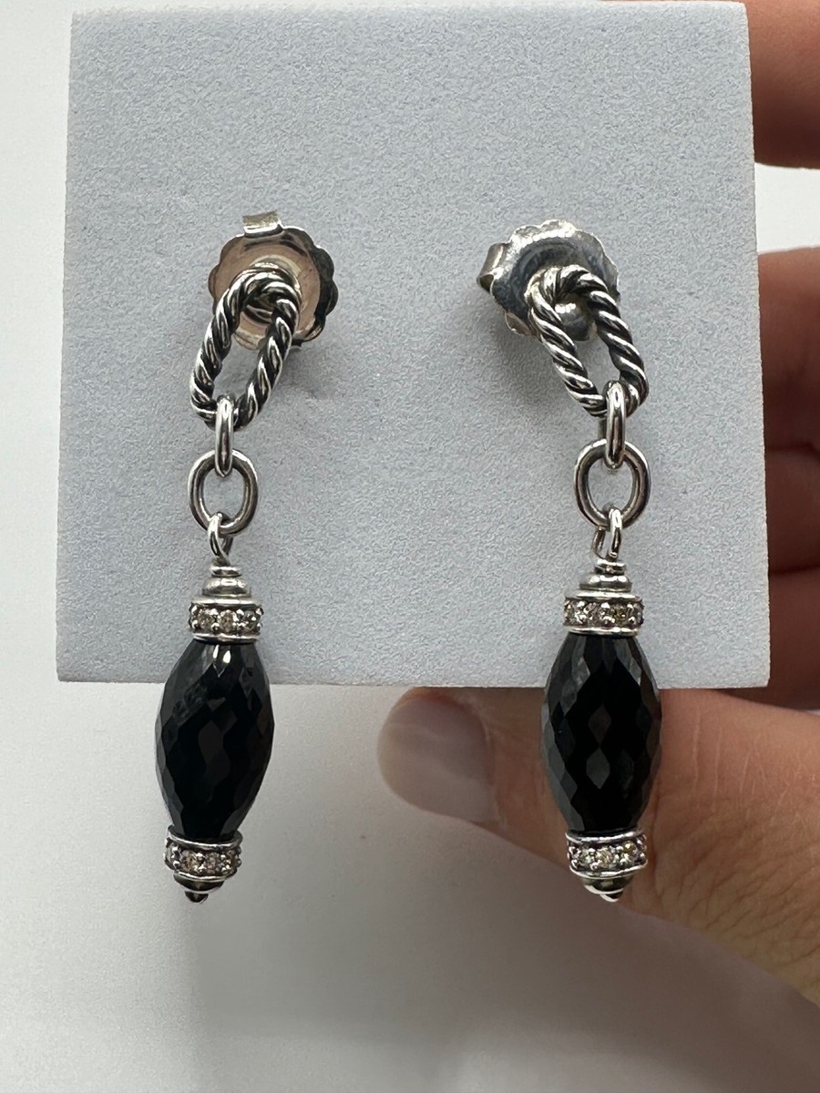 David Yurman Sterling Black Onyx Diamond Figaro Drop I