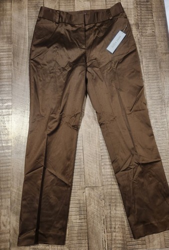 Nuevo con etiquetas Pantalones al tobillo de vestir Anne Klein para mujer talla 6 marrón entrepierna 30 pulgadas ($175 etiquetas) - Imagen 1 de 10
