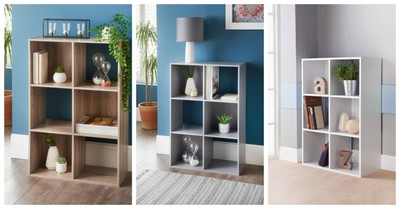 Neues schönes elegantes Design Lokken 6 Würfel Regal Eiche, grau, weiß N-21
