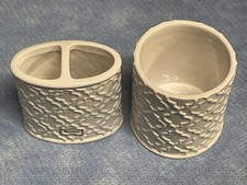Bathroom Toothbrush And Tumbler Cup Set, Royal White Ceramic