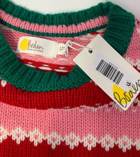 NWT Mini Boden Girls 7-8 Years Colorful Striped Winter Sweater - Picture 3 of 7