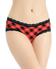 Jenni Women's Lace-Trim Hipster Panty Underwear, Buffalo Check Red/Black Multi