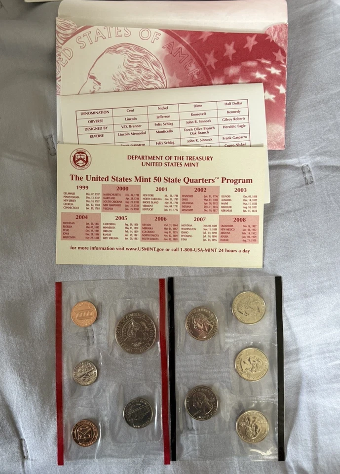 1999 US Mint Uncirculated P & D UNC Set 20 Coins Total Clad - Image 3 of 4