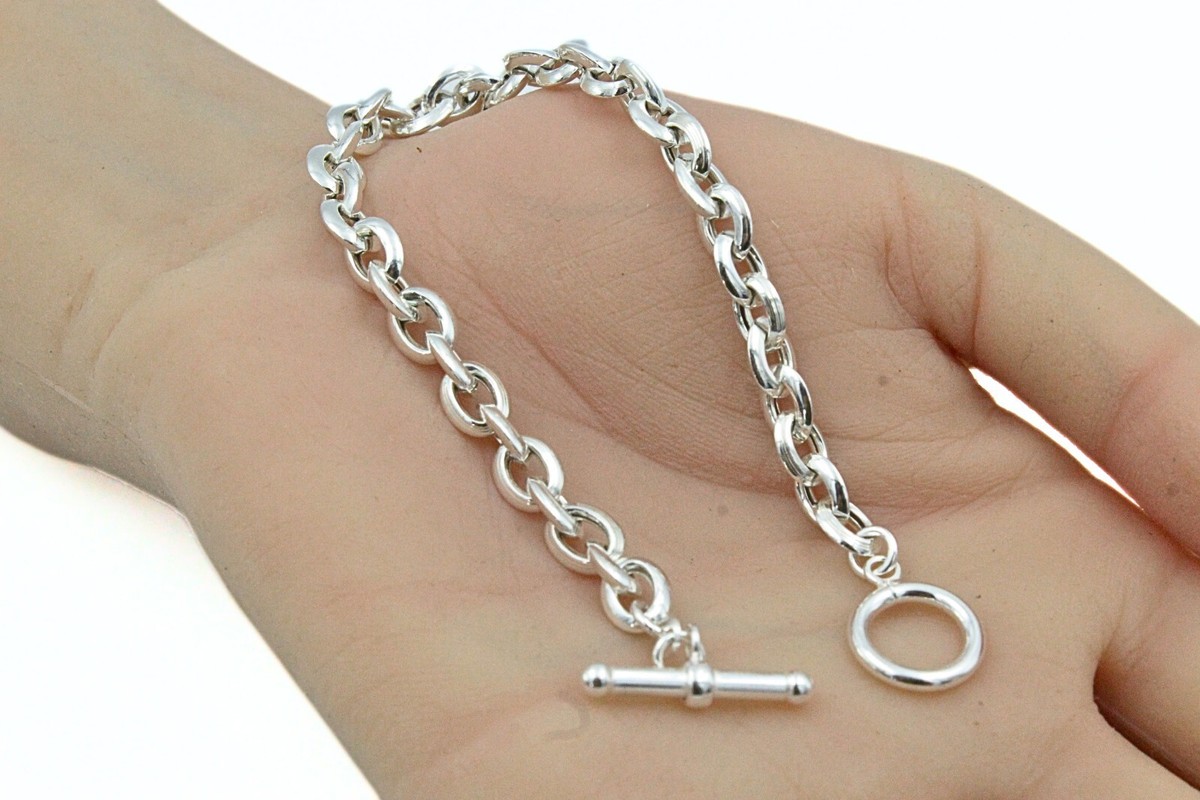 Karizia Spa Ka 1772 Signed Italy Sterling Silver Toggle Chain Link