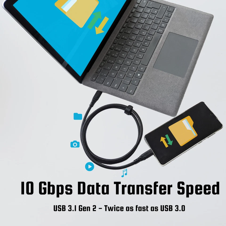 USB Type C Cable Fast Charging Braided 4K Video For Iphone 15 Galaxy S23 Pixel 8 - Image 3 of 4